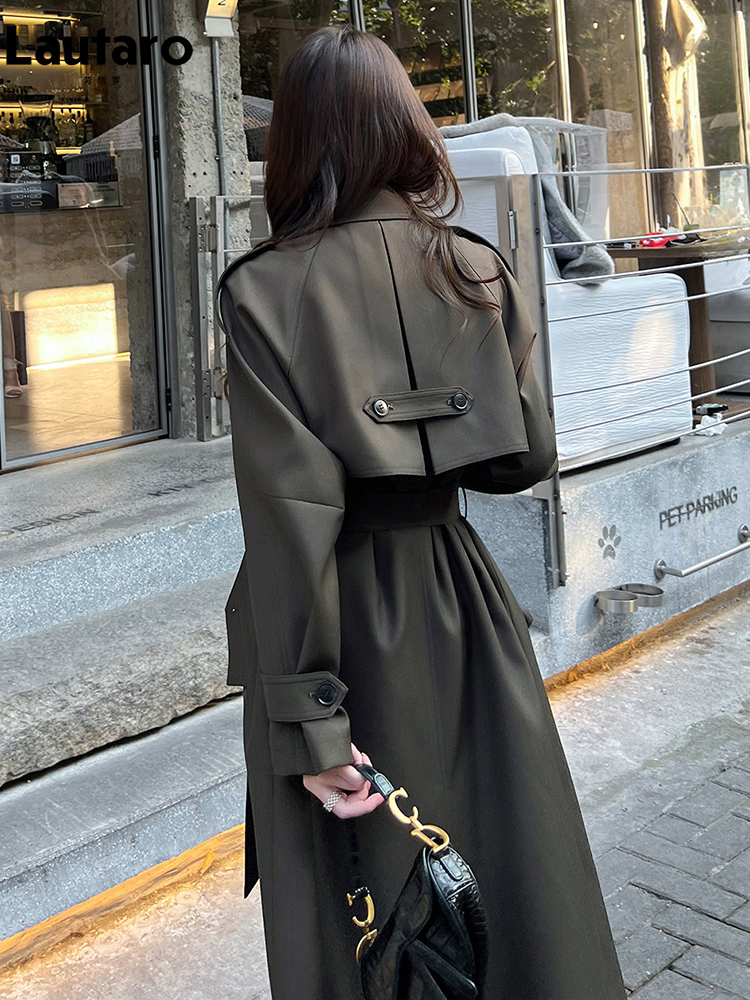 Trench Coat Formal - Lautaro Spring Autumn Long Trench Coat