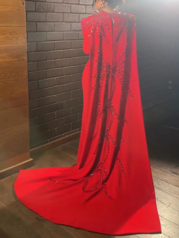 Vintage Women'S Formal Wear - Customized Saudi Arabic Muslim Red Long
