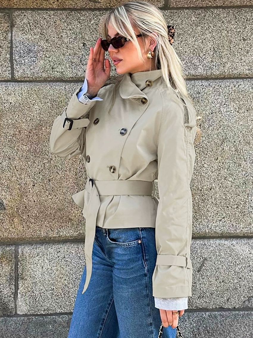 Trench Coat Formal - Spring Autumn With Belt Trench Coat