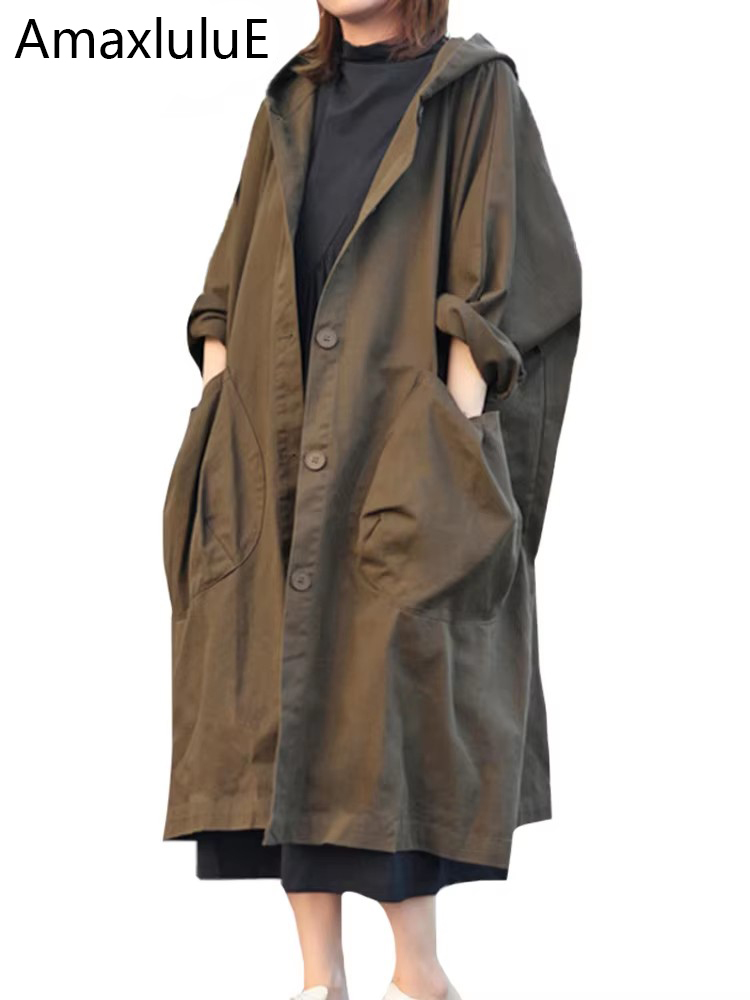 Amax luluE 2024 Autumn Womens  - Trench Coat Formal avaliação e preço