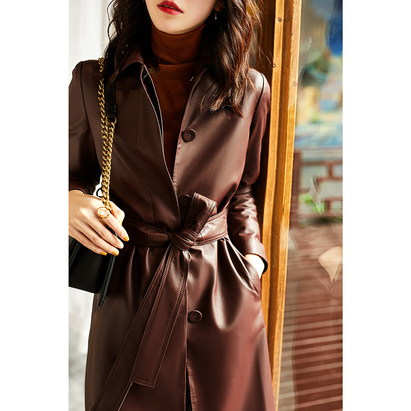Women's Large Size Leather Coa - Trench Coat Formal avaliação e preço