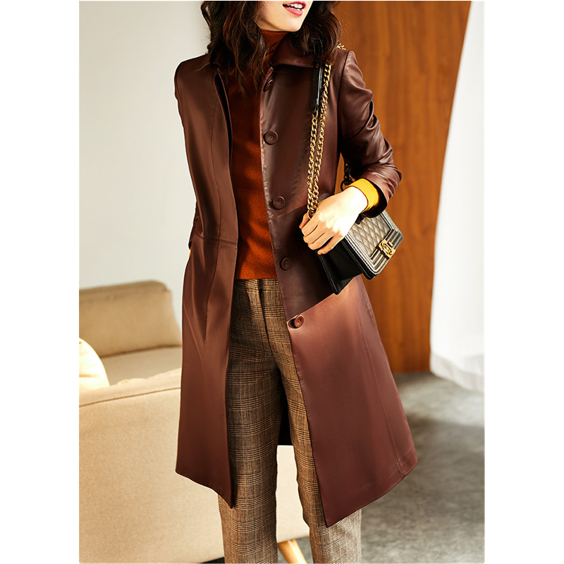 Women's Large Size Leather Coa - Trench Coat Formal avaliação e preço