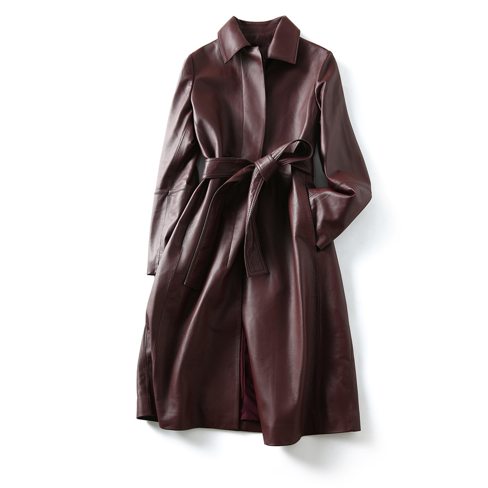 Women's Large Size Leather Coa - Trench Coat Formal avaliação e preço