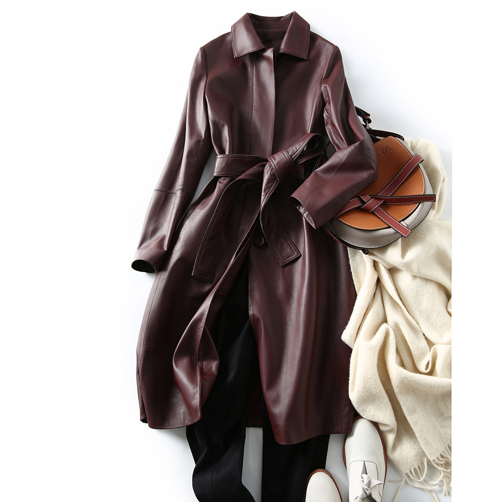 Women's Large Size Leather Coa - Trench Coat Formal avaliação e preço