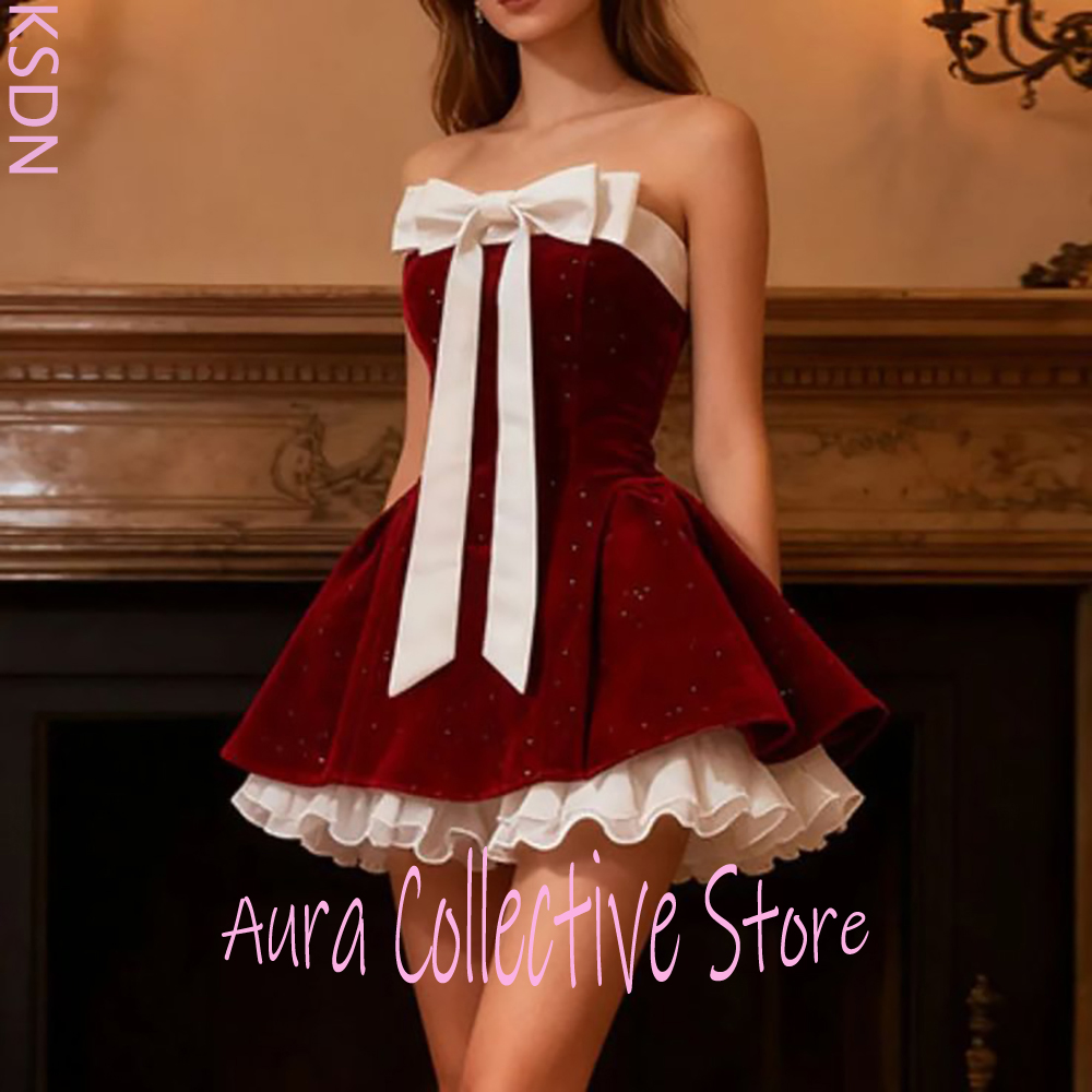 Burgundy Velvet Strapless Wome - Large Women'S Formal Wear avaliação e preço