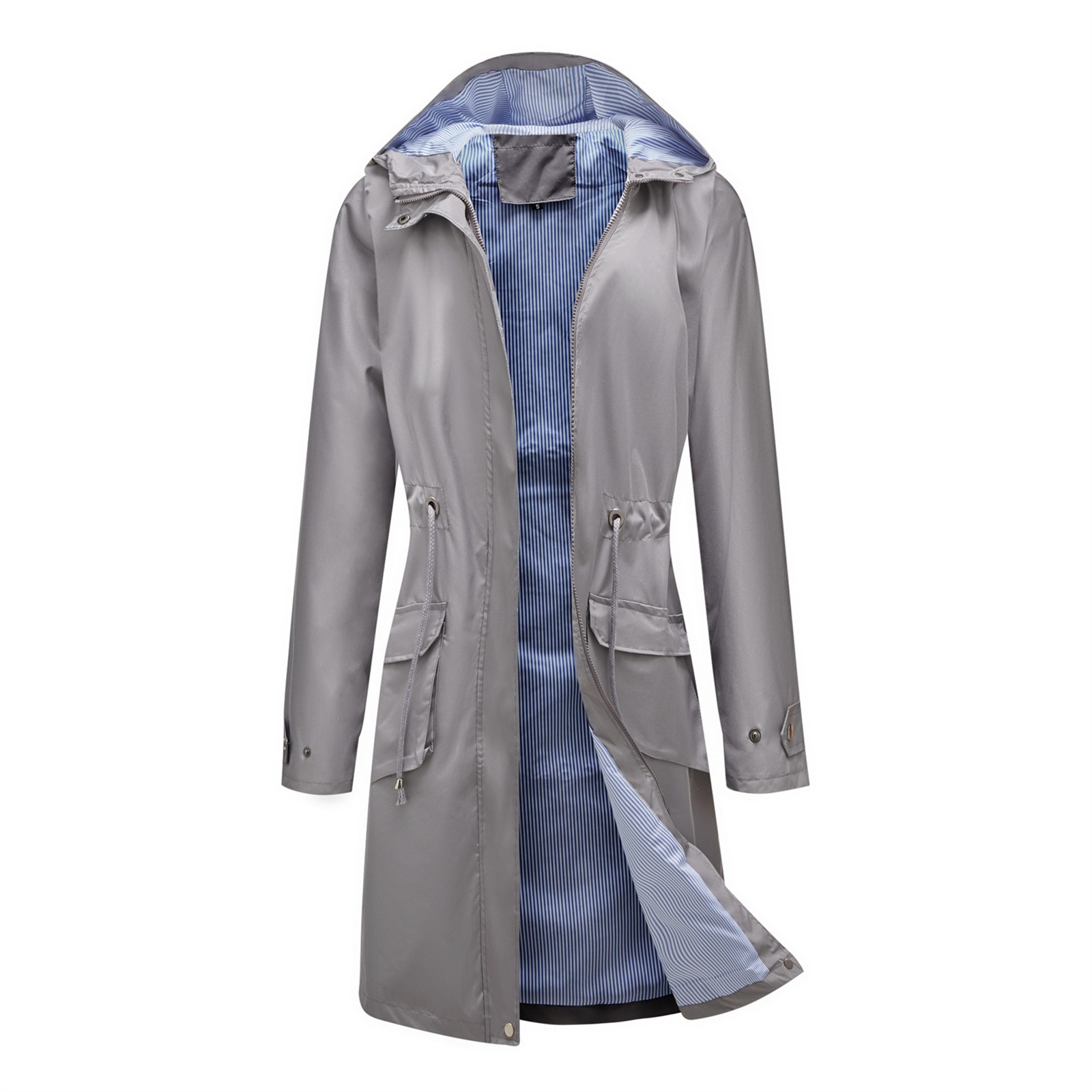 Women's Chic Hooded Long Sleev - Trench Coat Formal avaliação e preço
