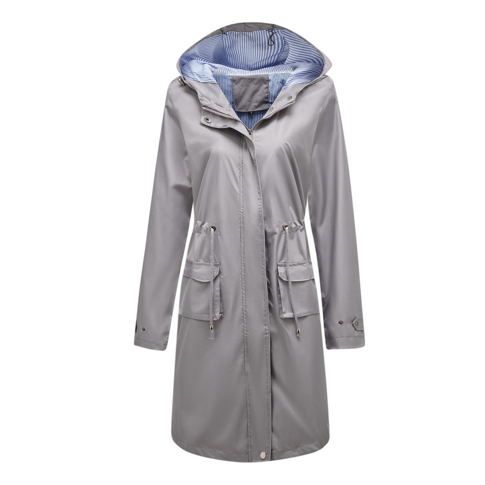 Women's Chic Hooded Long Sleev - Trench Coat Formal avaliação e preço