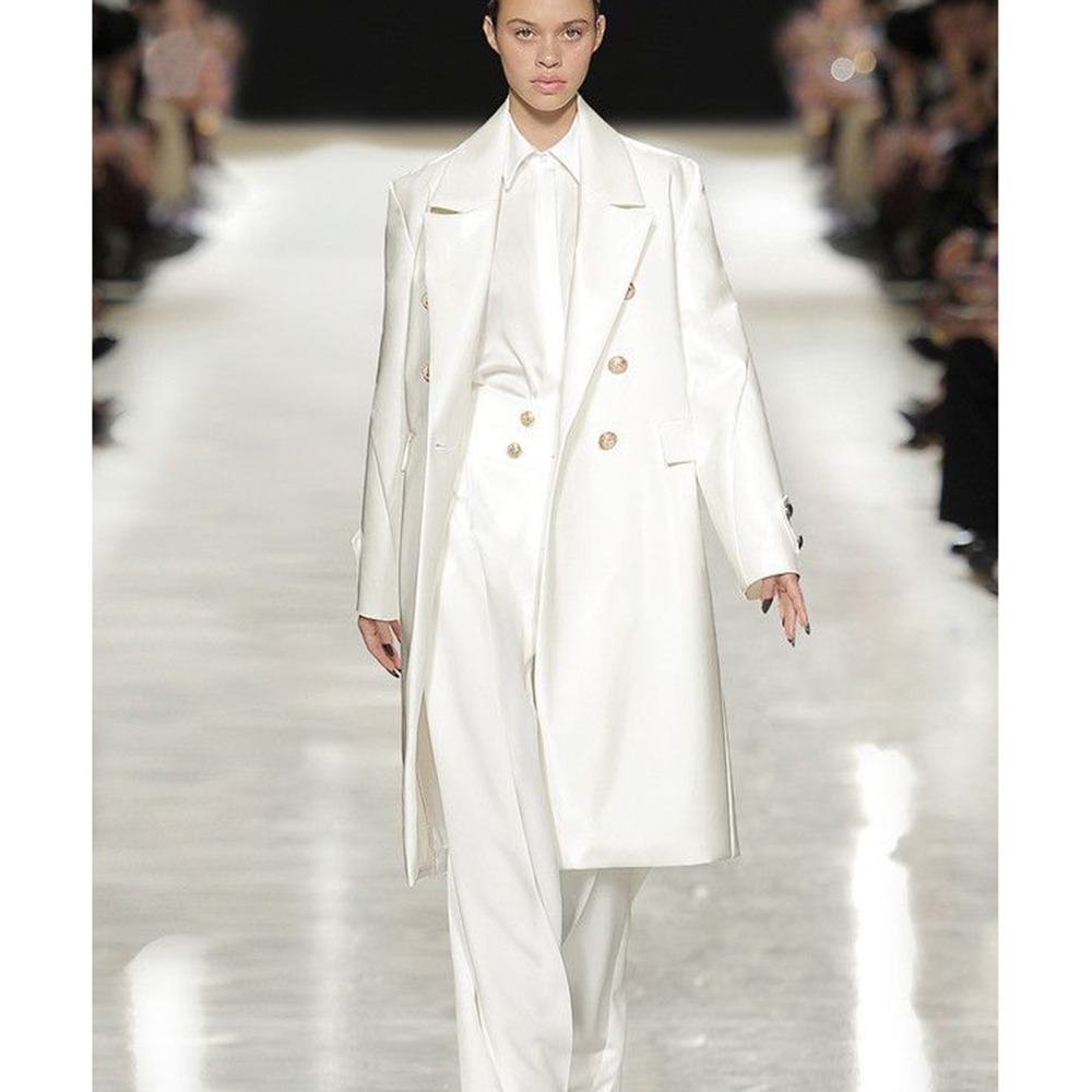 Luxurious Satin White Women's  - Trench Coat Formal avaliação e preço