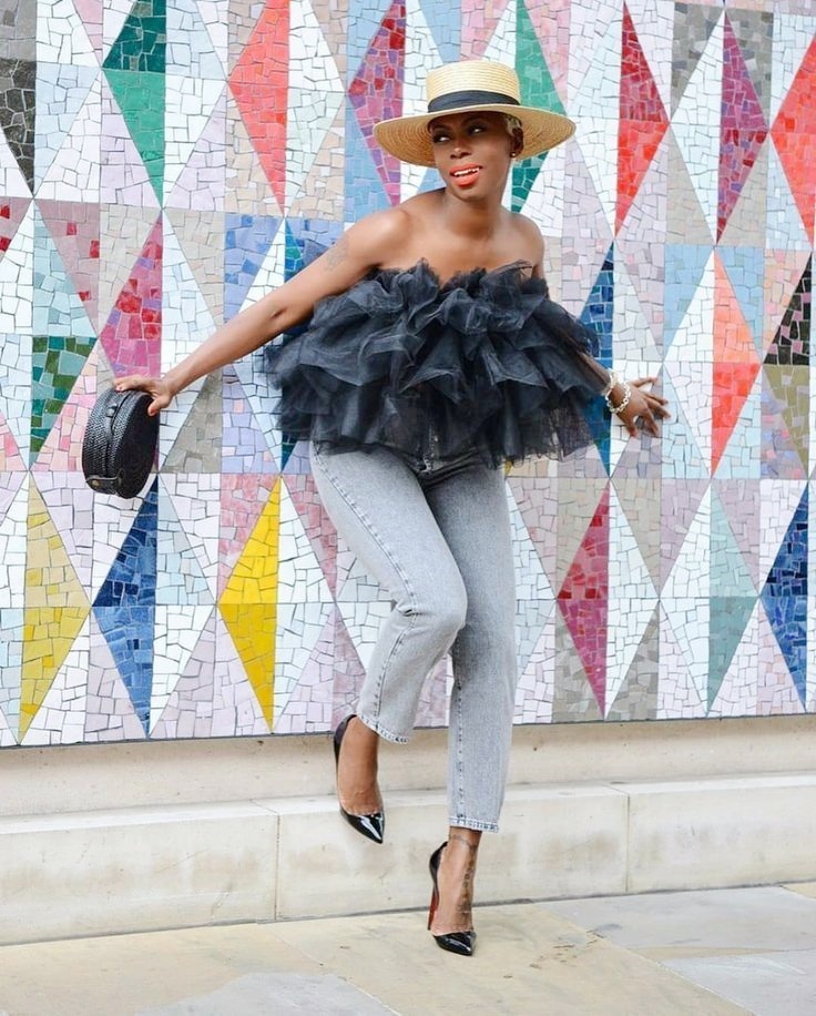 Black Ruffles Tulle Top For Wo - Women Formal Wear Tops avaliação e preço