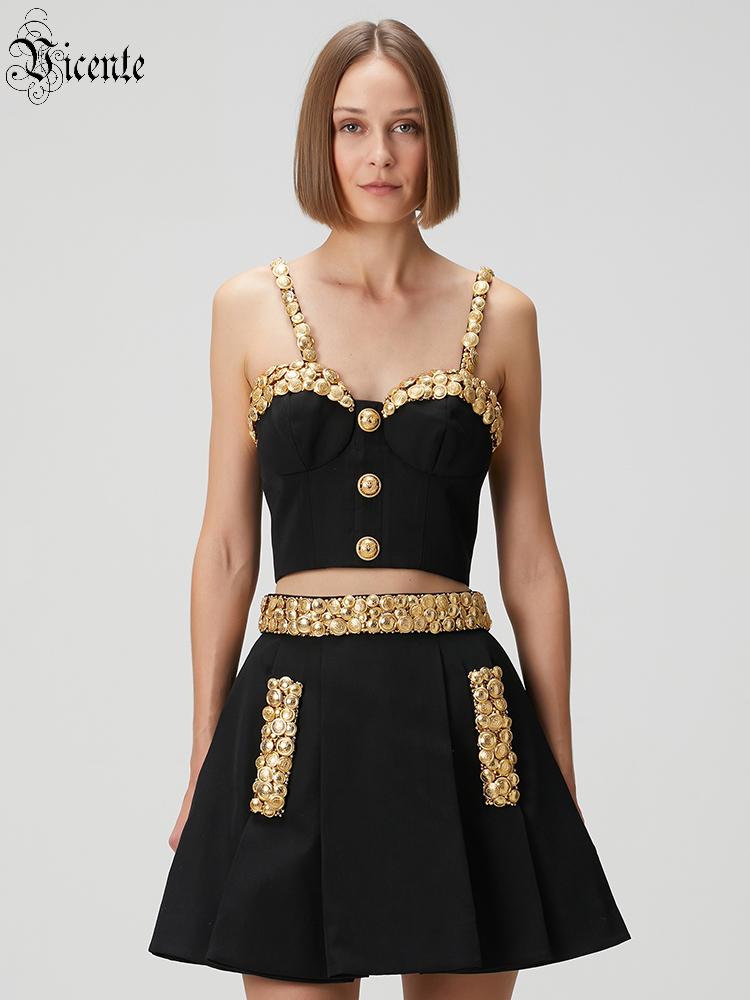 VC Black Two Piece Set Dress w - Women Formal Wear Tops avaliação e preço