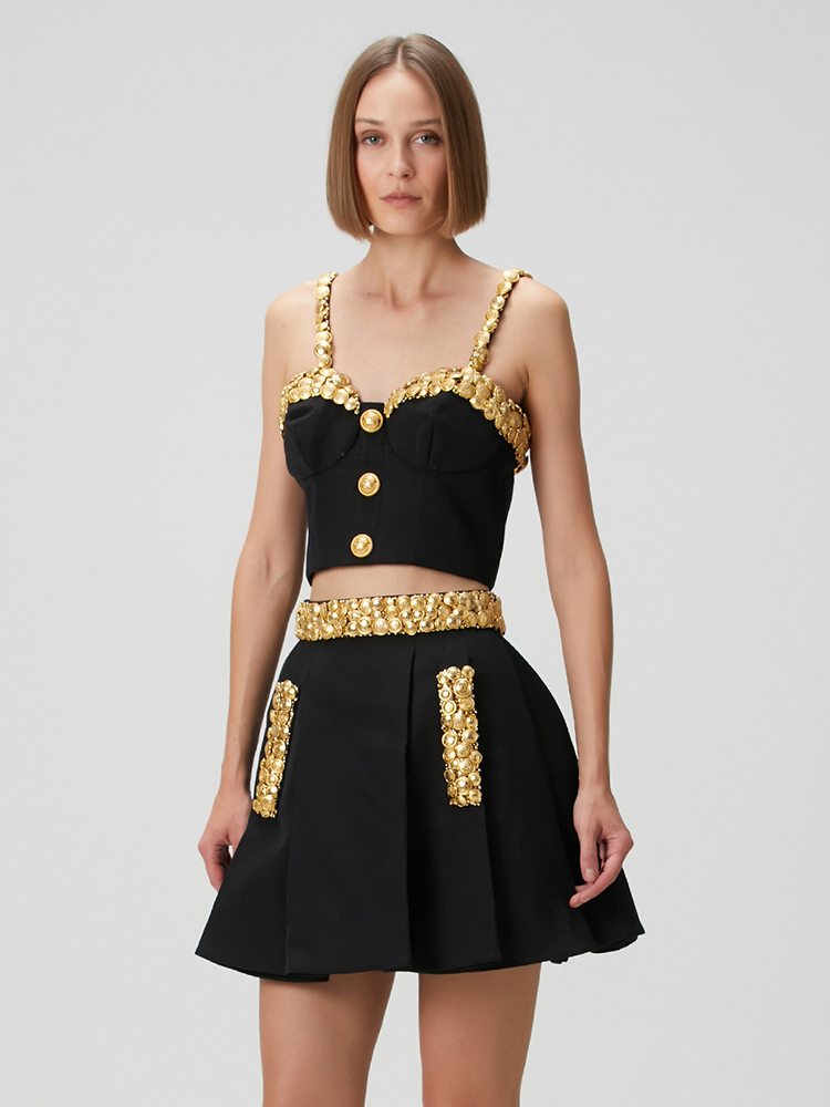 VC Black Two Piece Set Dress w - Women Formal Wear Tops avaliação e preço