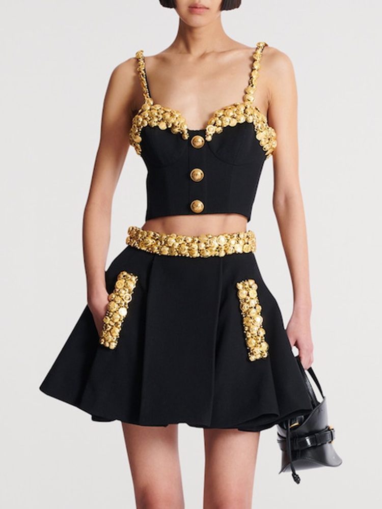 VC Black Two Piece Set Dress w - Women Formal Wear Tops avaliação e preço