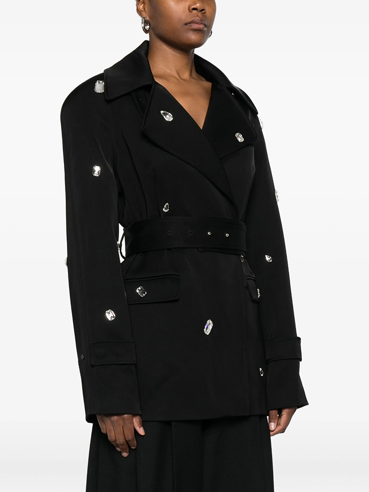 Black Double-Breasted Trench C - Trench Coat Formal avaliação e preço