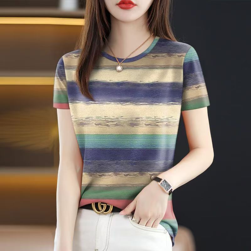 New Summer Round Neck Short-sl - Women Formal Wear Tops avaliação e preço