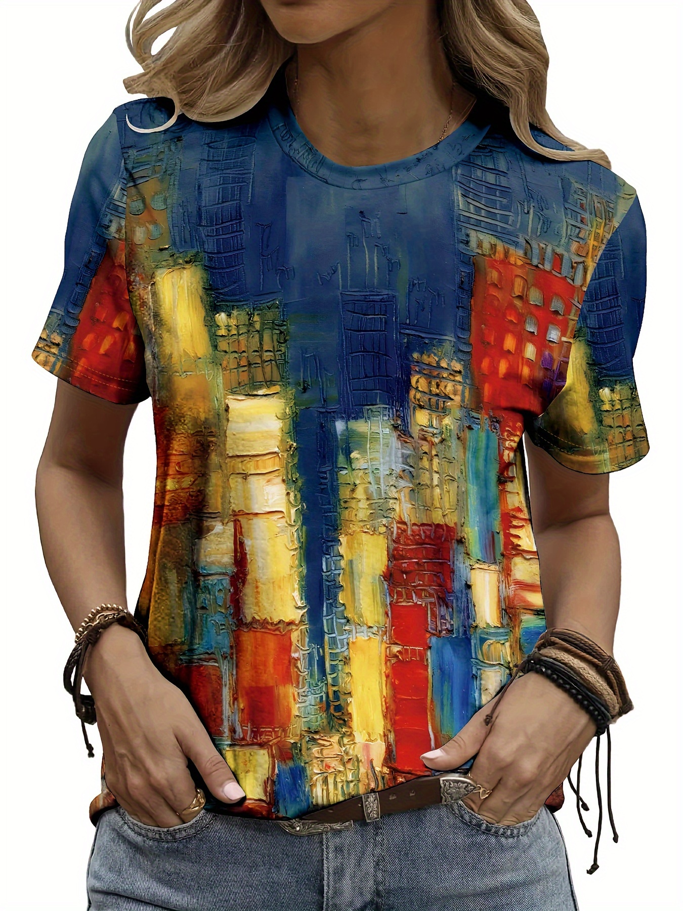 Vibrant Cityscape Women's Tee  - Women Formal Wear Tops avaliação e preço