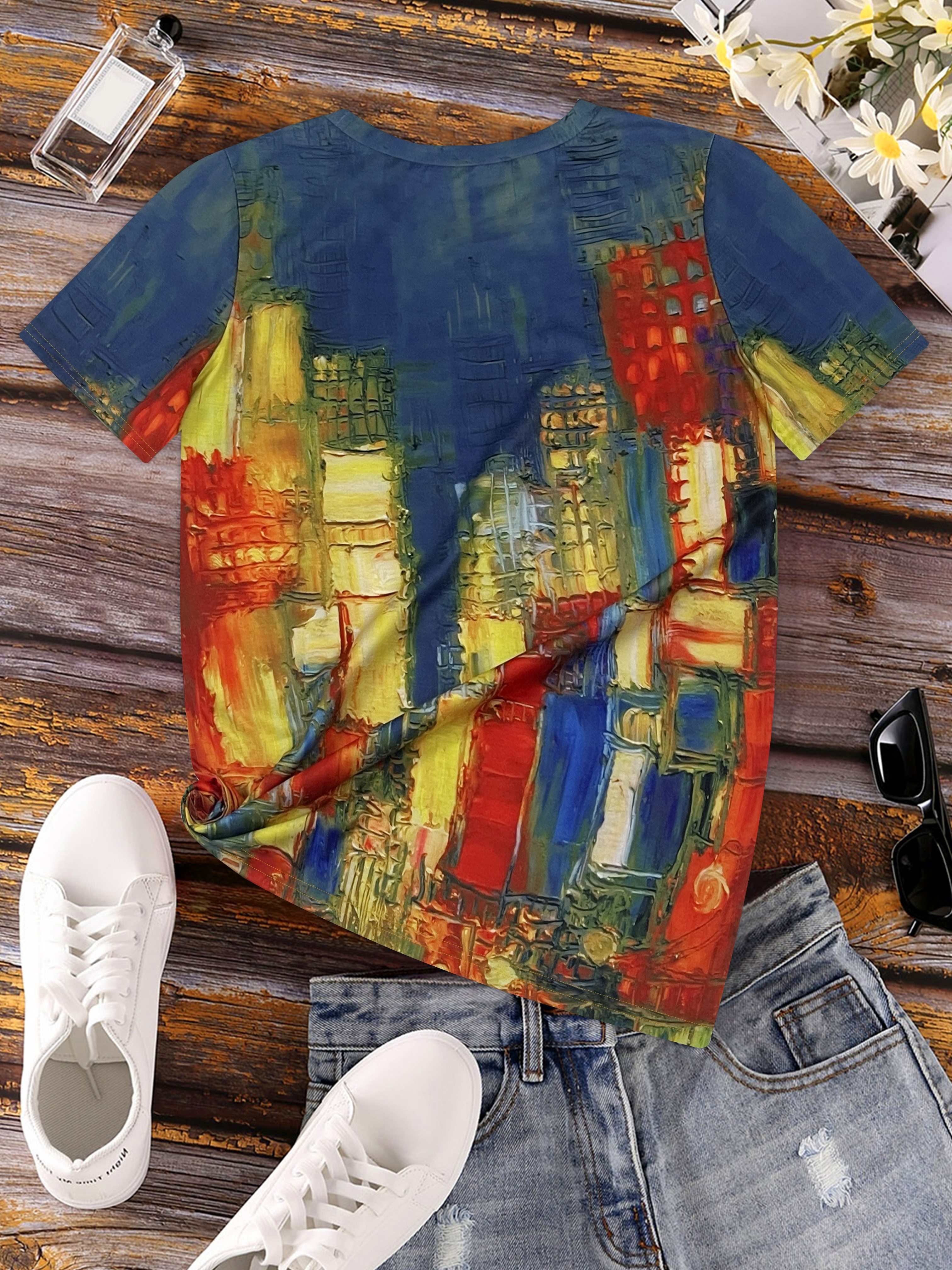 Vibrant Cityscape Women's Tee  - Women Formal Wear Tops avaliação e preço