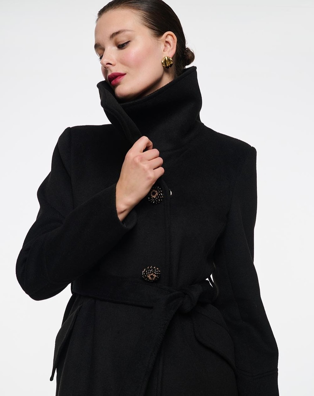 Vintage Black Stand Collar Wom - Vintage Women'S Formal Wear avaliação e preço