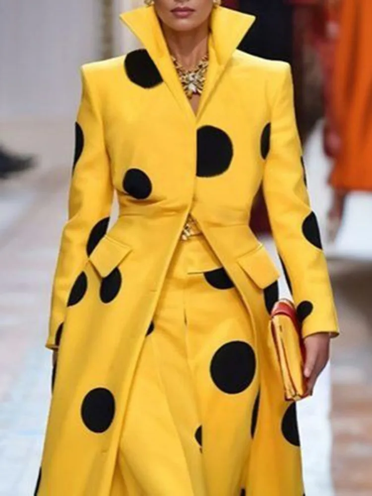 Gymystars Polka-Dot Woolen Coa - Trench Coat Formal avaliação e preço